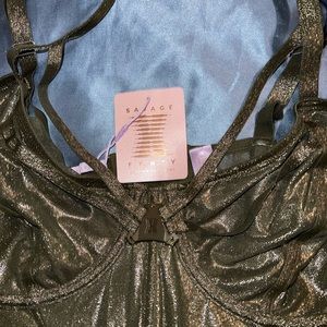 NWT Savage Fenty Green Platimun Mesh Bustier —- ooh baby!